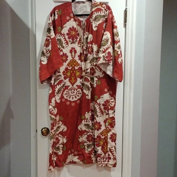 Zara resort linen blend printed pants XL and tunic dress set. M-L. EUC.